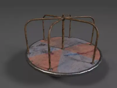 Soviet Oldschool Merry Go Round Low-poly 3D model
