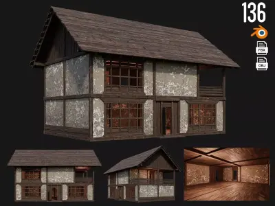 Old Medieval Building 4K Textures GameReady 136 Low-poly 3D model