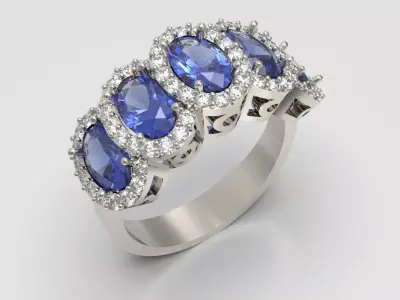 Blue Meridian Pave Ring 3D print model