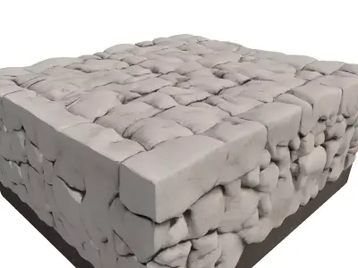 Detailed Cobblestone Pavement Material Block Low-poly 3D model