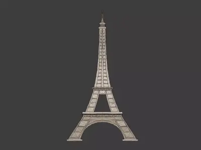 Polygonal Eiffel Tower -- Low Poly - 3D Print Ready 3D print model