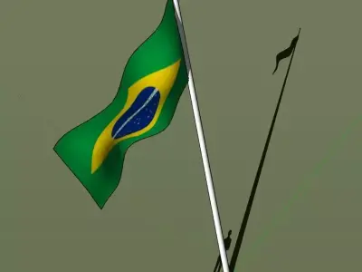 Brazil flag - pole height 15 meters 3D model