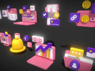 3D Button Collections2 Low-poly 3D model