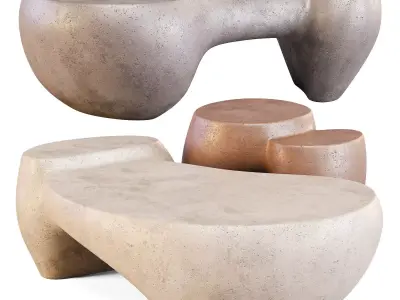 Mogg Dune - Coffee and Side Table 3D model