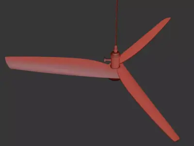 Modern Wooden 3-Blade Ceiling Fan 3D model