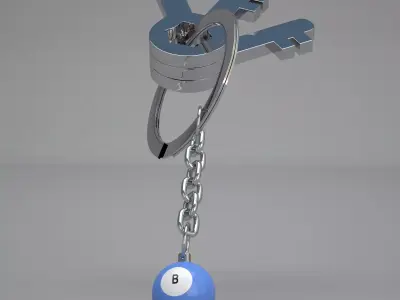 B Snooker Ball with Keychain 3D model