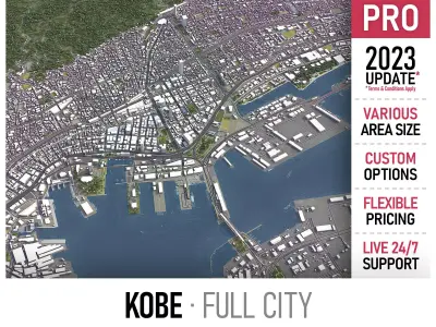 Kobe - 3D City Model Low-poly 3D model