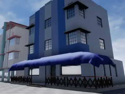Hotels buildings - buildings Low-poly 3D model