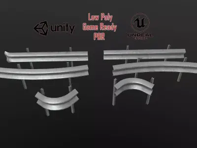 Modular Road Barriers Low-poly 3D model