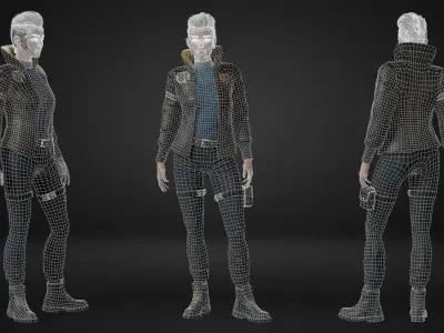 CyberPunk Woman Low-poly 3D model