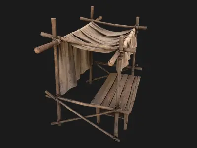 Market Stall Cotton  Low-poly 3D model