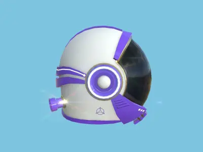 Astronaut Helmet 04 - Purple Gold - Character Design Fashion Low-poly 3D model