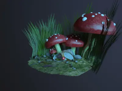 Tiny World Environment Marmoset Game Low-poly 3D model