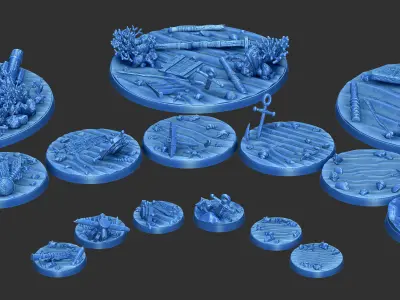 PACK 3 - 16 MINIATURE BASES  25mm 50mm and 100mm 3D Print Ready 3D print model