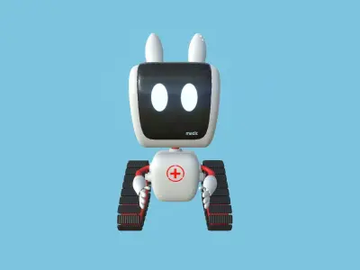 Cute Robot 08 - Medic Rescue - Character SciFi Design Low-poly 3D model