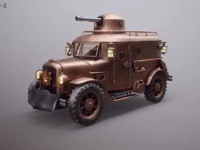  Steampunk Armored Van 3D Model - PBR Textured Vehicle 