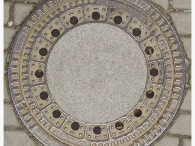 Manhole cover PBR 3D model