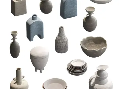 Pottery set v2 - 14 models 3D model