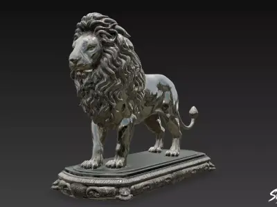 Lion Statue V32 Low-poly 3D model