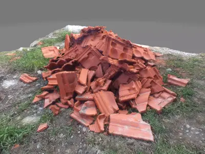 Rubble mound 2 roof ceramic tiles Low-poly 3D model