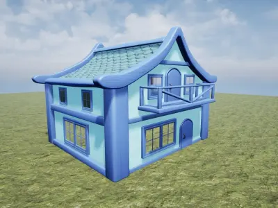 Medieval Fantasy Town Building 2 Game Ready Low-poly 3D model