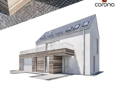 Modern house 13 at night 3D model