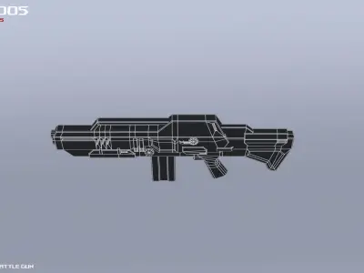 Scifi Battle gun Low-poly 3D model
