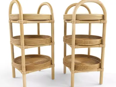 Freestanding Storage Caddy Natural Rattan Nala 3D model