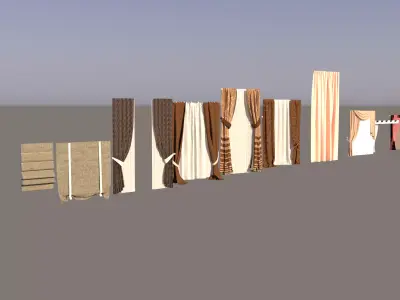SET OF CURTAINS HIGH POLY PLUS PATTERNS FOLDER Free 3D model