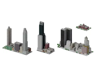 City Downtown Skyscraper Low-poly 3D model