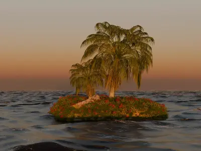 Nature island and landscape 3D model
