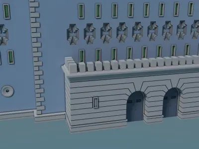 Reichsbahn Berlin Castle Plaster Blue Low-poly 3D model