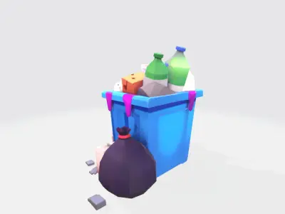 Cartoon Street trash Low-poly 3D model