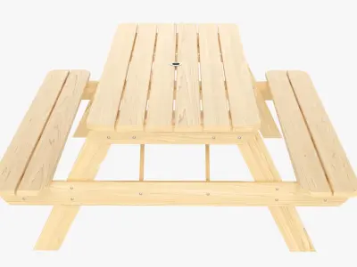 Picnic Table Wood light 3D model