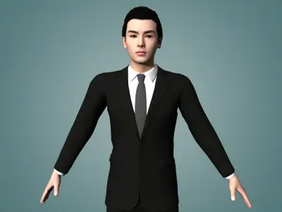 Realistic binding male staff Low-poly 3D model