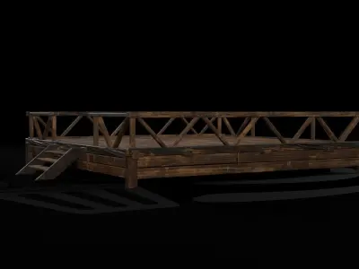 AAA Medieval Primal Jungle Wooden Platform 01 R Low-poly 3D model