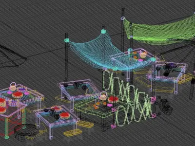 Asian Ancient street stalls 3D model