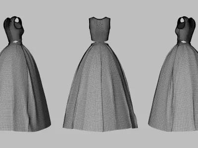 Dress 32 Light Blue Low-poly 3D model