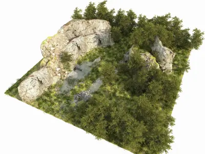 Rocky forest scene A 3D model