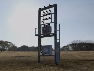 pole-mount transformer Low-poly 3D model