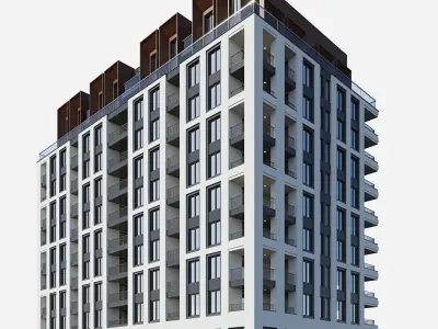 Modern residential building 14 3D model