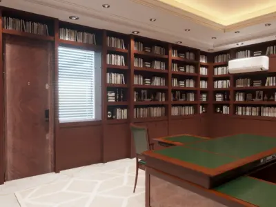 office scene and books - corona 3D print model