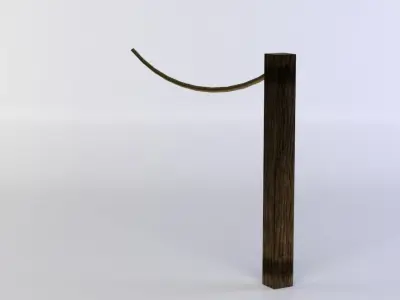 Fence segment pole with rope Low-poly 3D model