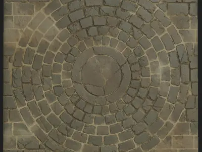 Radial Sidewalk with sewer hatch Texture