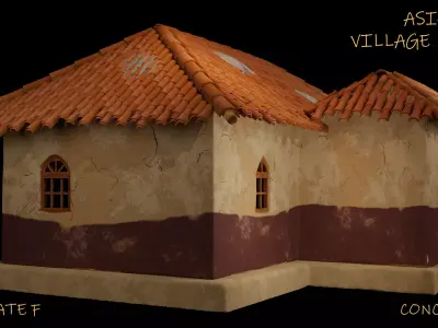 Asian Village House - Concept Art Low-poly 3D model