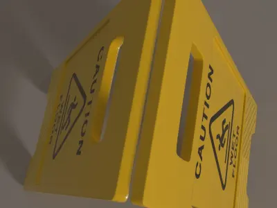 Wet Floor Sign Free low-poly 3D model