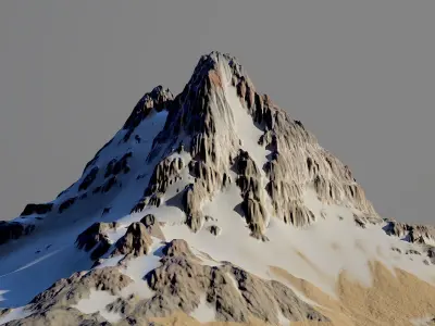 Snow covered mountain Low-poly 3D model