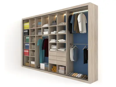Wardrobe with wooden shutters 3D model
