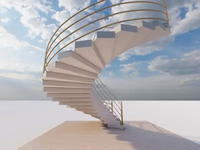 stair circular Low-poly 3D model