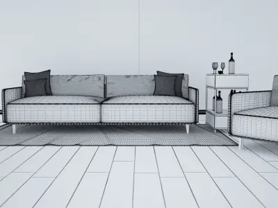 Sofa set - Interior Furniture 05 3D model